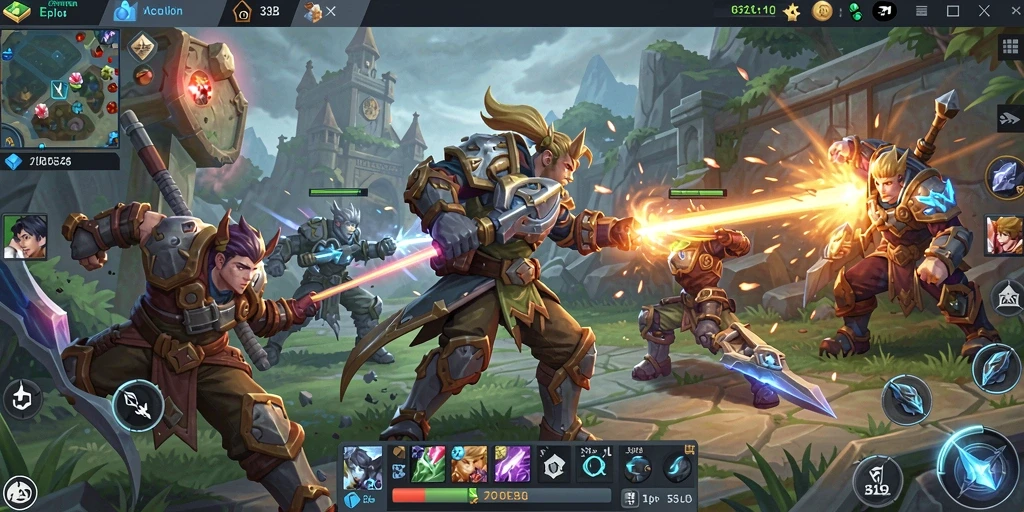 Tampilan gameplay seru di arena pertempuran MOBA.