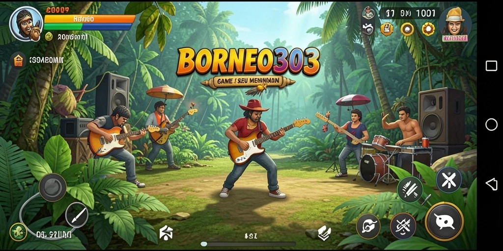 Screenshot utama BORNEO303 menampilkan pengalaman gameplay musik yang menyenangkan.