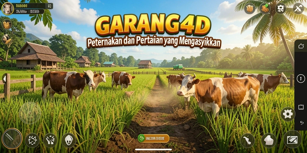 Tangkapan layar gameplay GARANG4D menampilkan suasana pertanian yang hidup.