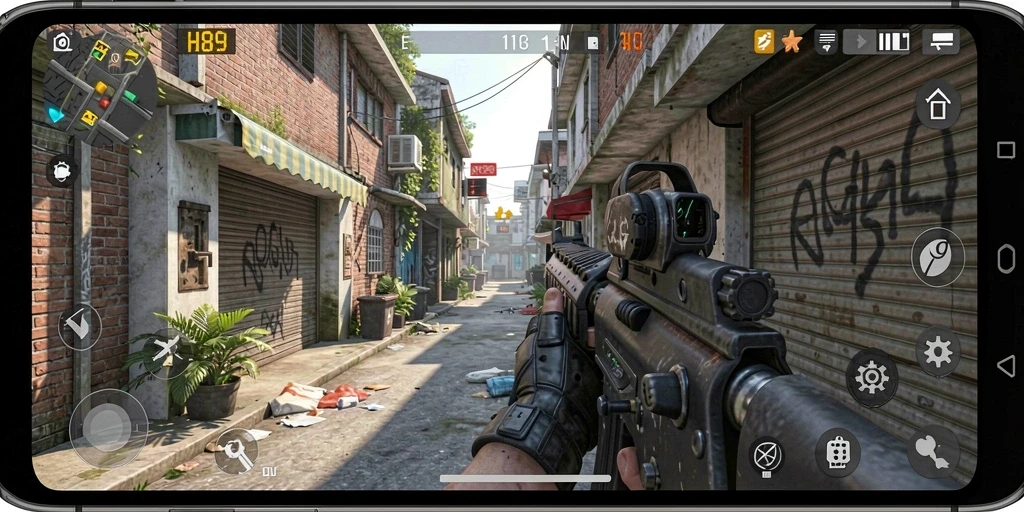 Screenshot utama H89 menunjukkan aksi intens dengan gameplay TPS yang mendebarkan.