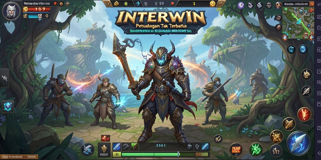 Gameplay epik yang menunjukkan pertarungan di dunia INTERWIN.