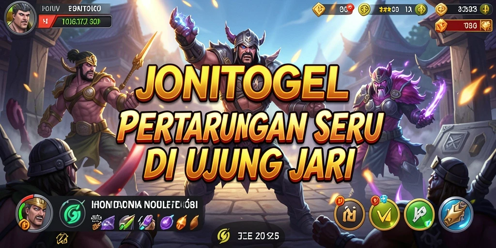 Screenshot gameplay JONITOGEL menampilkan aksi pertarungan yang seru dan intens.