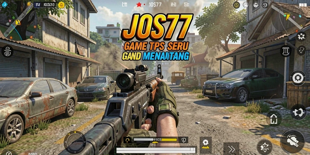 Screenshot JOS77 menampilkan aksi tembak-menembak yang intens
