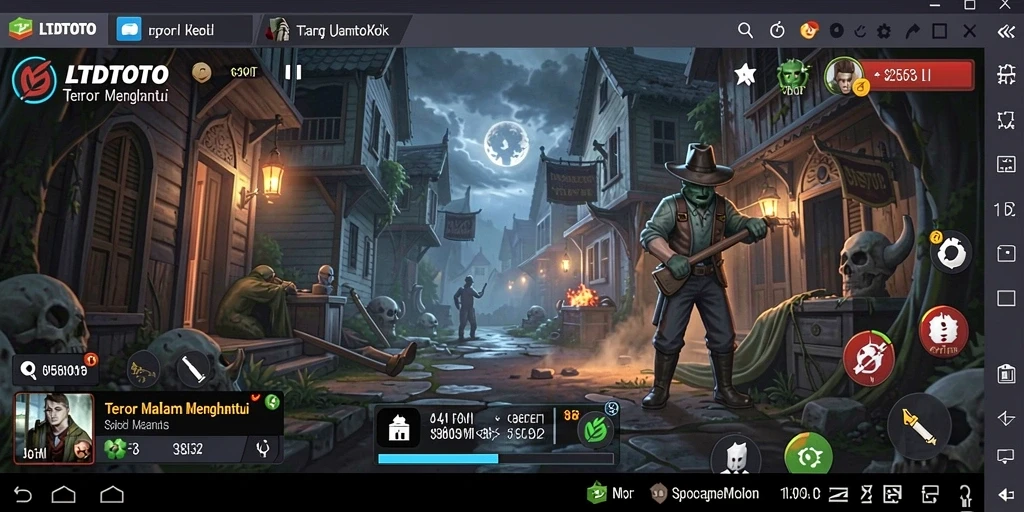 Skrinsut gameplay LTDTOTO menampilkan suasana horor yang mencekam.