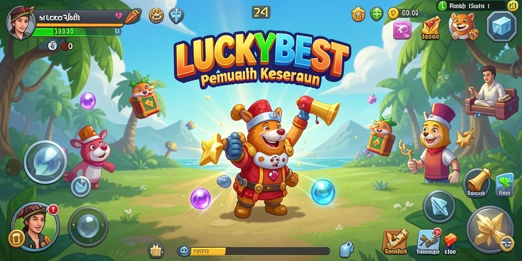 Tampilan gameplay LUCKYBEST dengan grafis cerah dan menarik di layar.