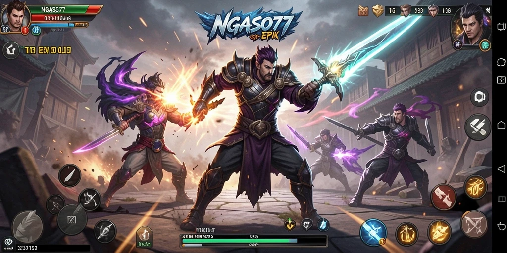 Tampilan mendebarkan dari gameplay NGASO77 saat pertarungan berlangsung.
