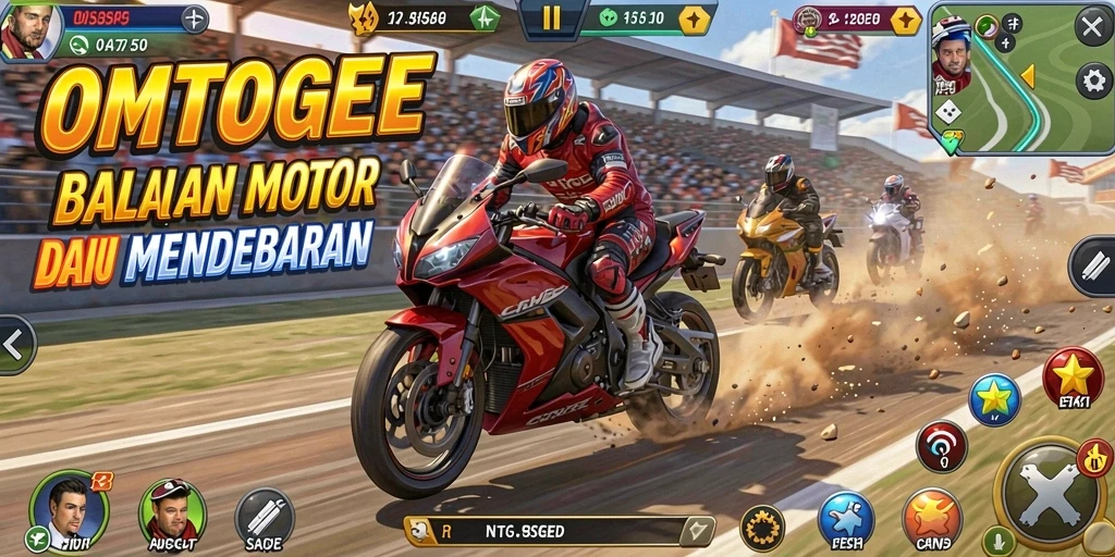 Gameplay seru di lintasan balap motor OMTOGEL.