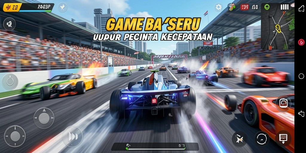 Tangkapan layar PAKARJP menampilkan aksi balap yang mendebarkan.