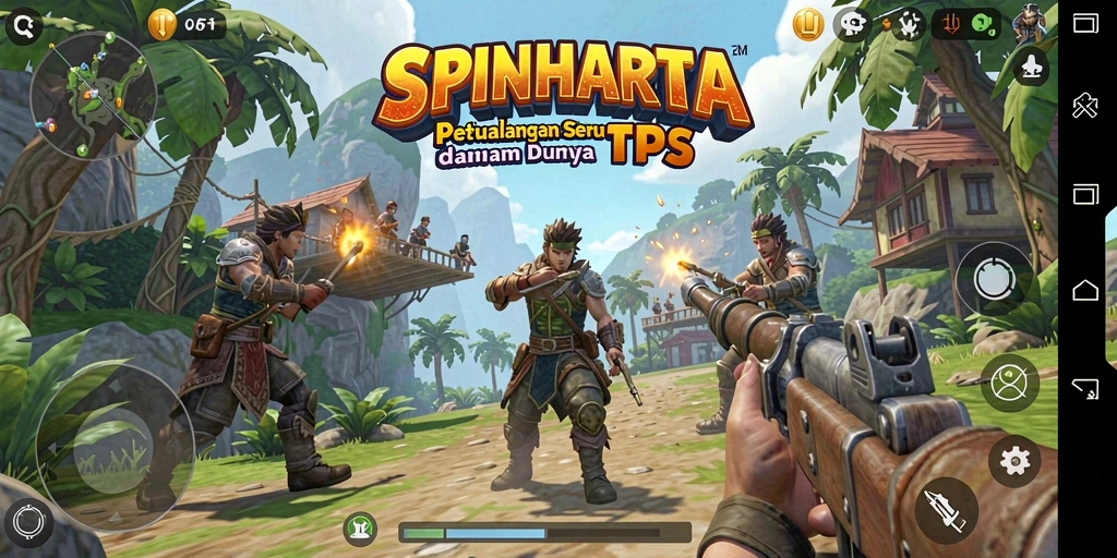 Tangkapan layar SPINHARTA menampilkan aksi seru di arena TPS.