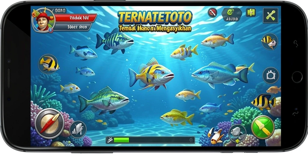 Tampilan gameplay TERNATETOTO yang seru saat menembak ikan.
