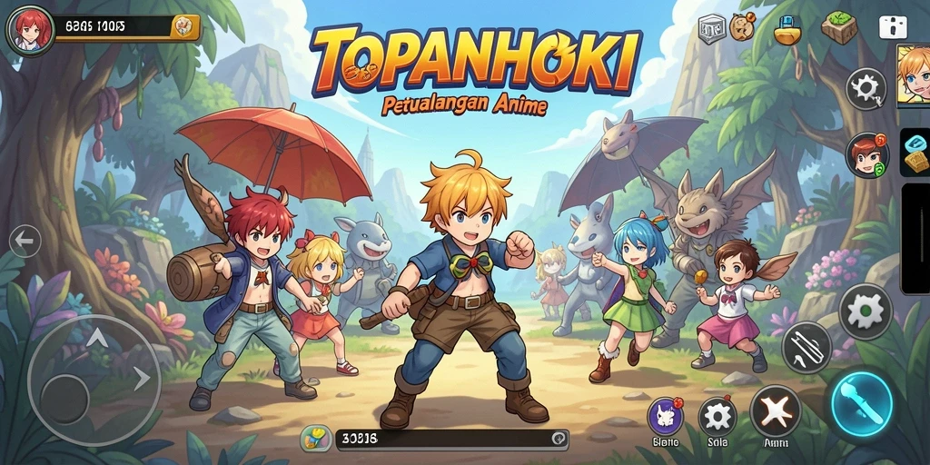 Tangkapan layar dari gameplay seru TOPANHOKI menampilkan aksi karakter Anime.