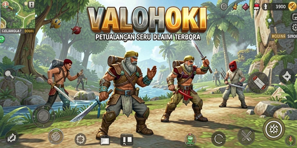Screenshot gameplay VALOHOKI menampilkan eksplorasi dunia terbuka yang luas.