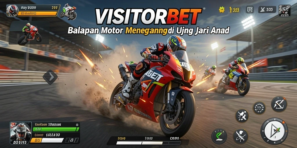 Tampilan gameplay <strong>VISITORBET</strong> yang penuh aksi dan tantangan balapan motor.