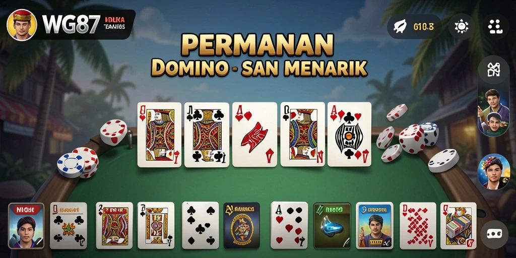 Screenshot utama WG87 menampilkan pemain yang sedang asyik bermain Domino.