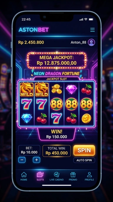 Tampilan utama aplikasi Astonbet dengan berbagai pilihan permainan.
